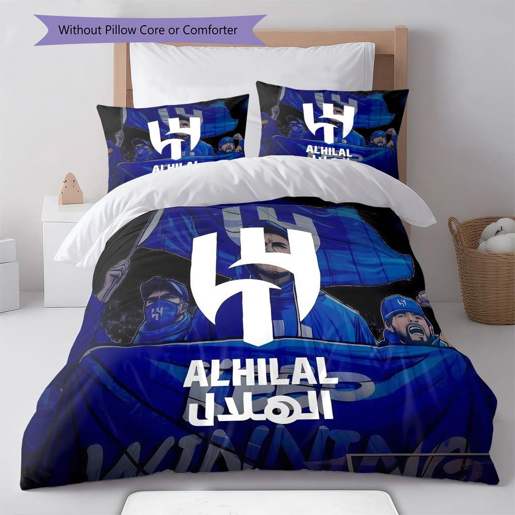 Al-Hilal Saudi FC Pattern Bedding,Quilt Set Quilt Cover Pillowcase Home Birthday Gift(1 * duvet cover + 2 * pillowcase, without core)