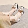 Baotou Sandals Women's Thick Heels Bow High Heels 2025 Spring and Summer New French Round Head Hollow Single Shoes New Bridesmaids