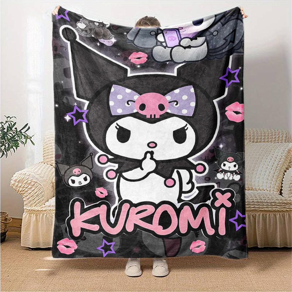 1pc Sanrio Kuromi4 Blanket, Gift, for Men and Women, Soft Blanket, Good for Sofa Bed Couch Travel, Lightweight Flannel Blanket