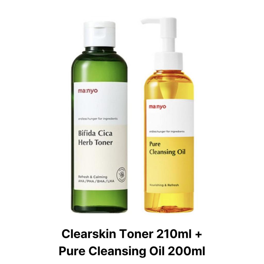 [MANYO FACTORY] Bifida Cica Herb Toner 210ml & Pure Cleansing Oil 200ml Set