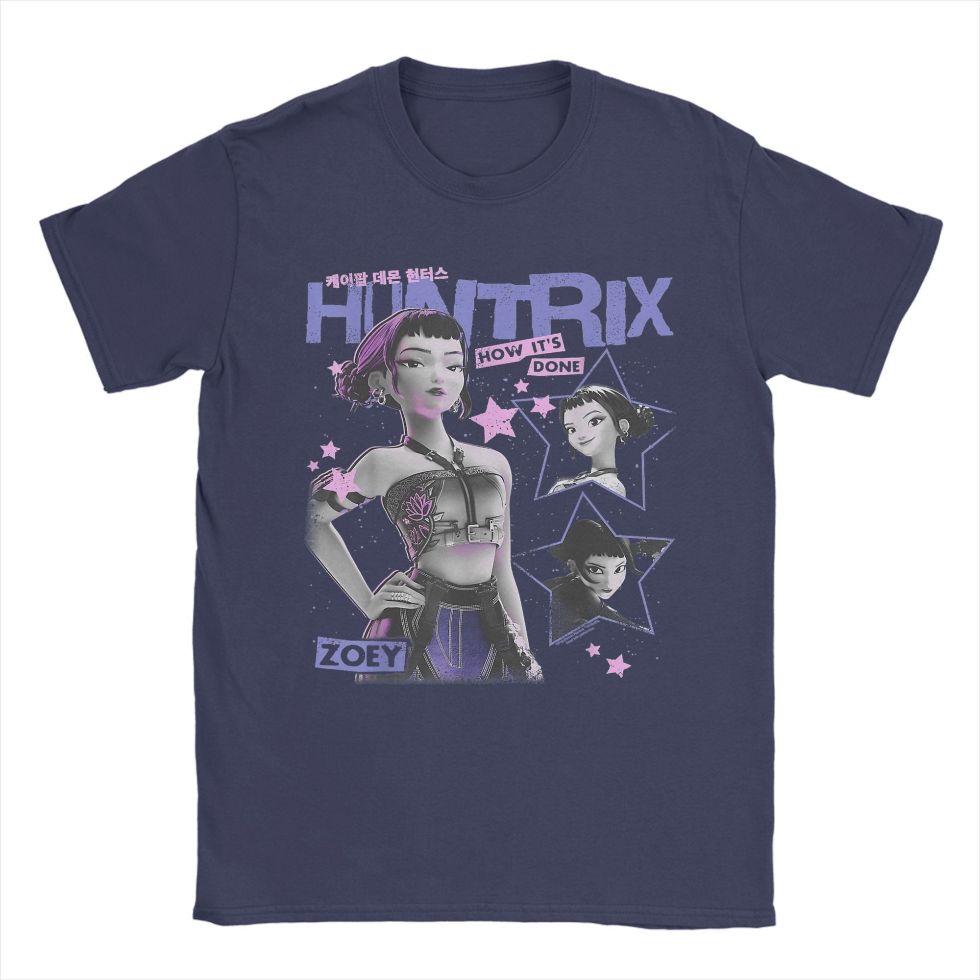 

Men T-Shirt HUNTRX HUNTRIX Zoey Kpop Demon Hunters Vintage Cotton Tee Shirt Short Sleeve T Shirts Crewneck Clothing Gift 3XL