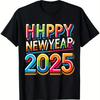Casual Tee Happy New Year Party Supplies 2025 Family Matching Fireworks Loose Fit T-Shirt