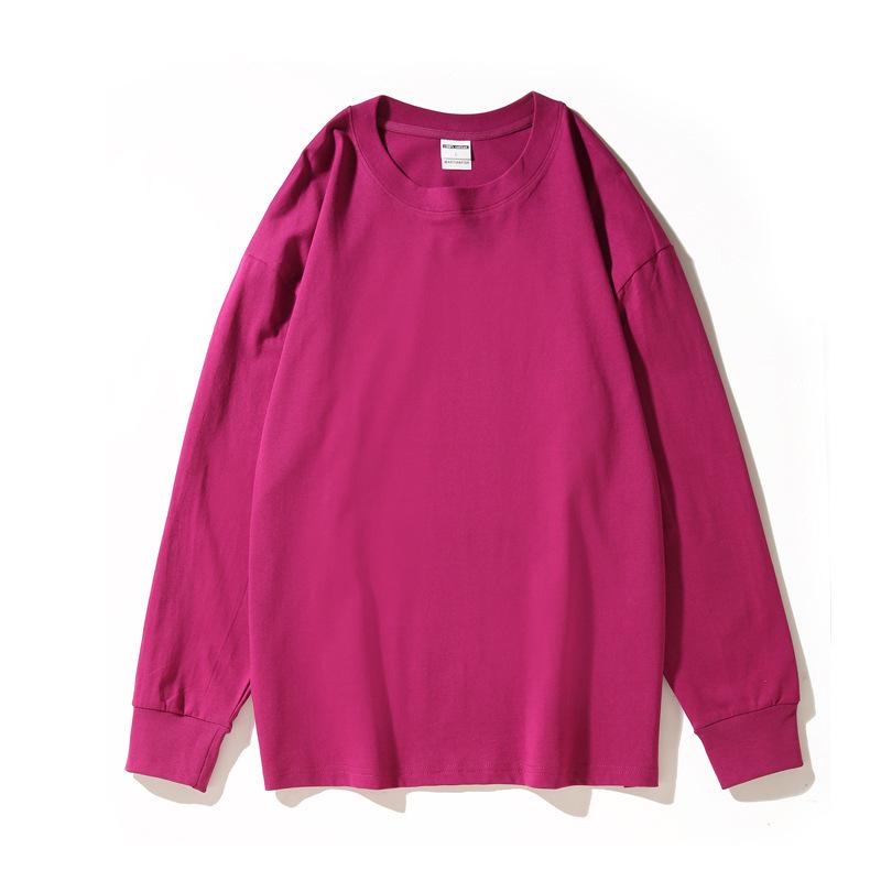 Autumn and Winter Men's Cuff Thread Solid Color Light Plate Long-sleeved T-shirt Loose Base Shirt Men