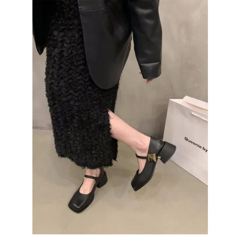 Fashion Spring  Autumn Fashion Retro Platform Leather Buckle Women Mary Jane Shoes Designer New Soft Sole Casual Ladies High Heels