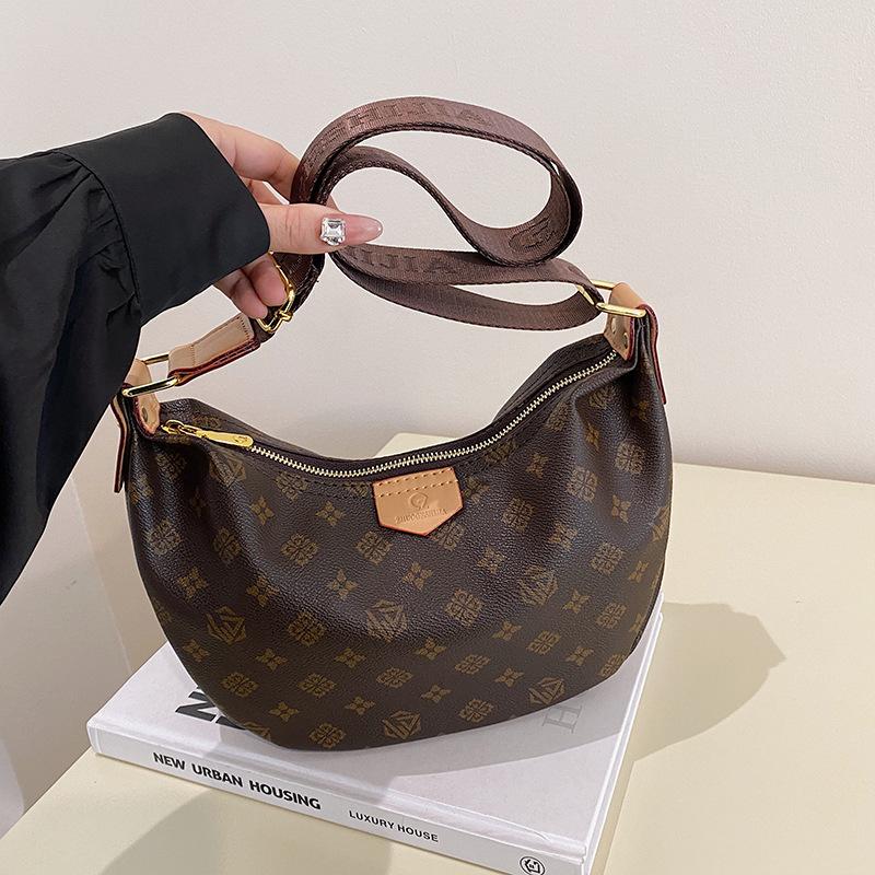 2026 Новая женская сумка Пресбиопия Контрастный цвет Большая вместимость Пельмени Модная Ретро Универсальная Подмышечная Одно плечо Через плечо Полумесяц Сумка хаки