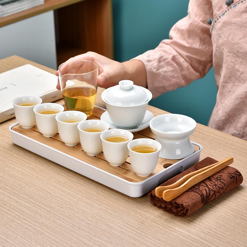 Dehua High-end White Porcelain Kung Fu Tea Set Portable Set Gift Box Business Accompanying Hand Gift