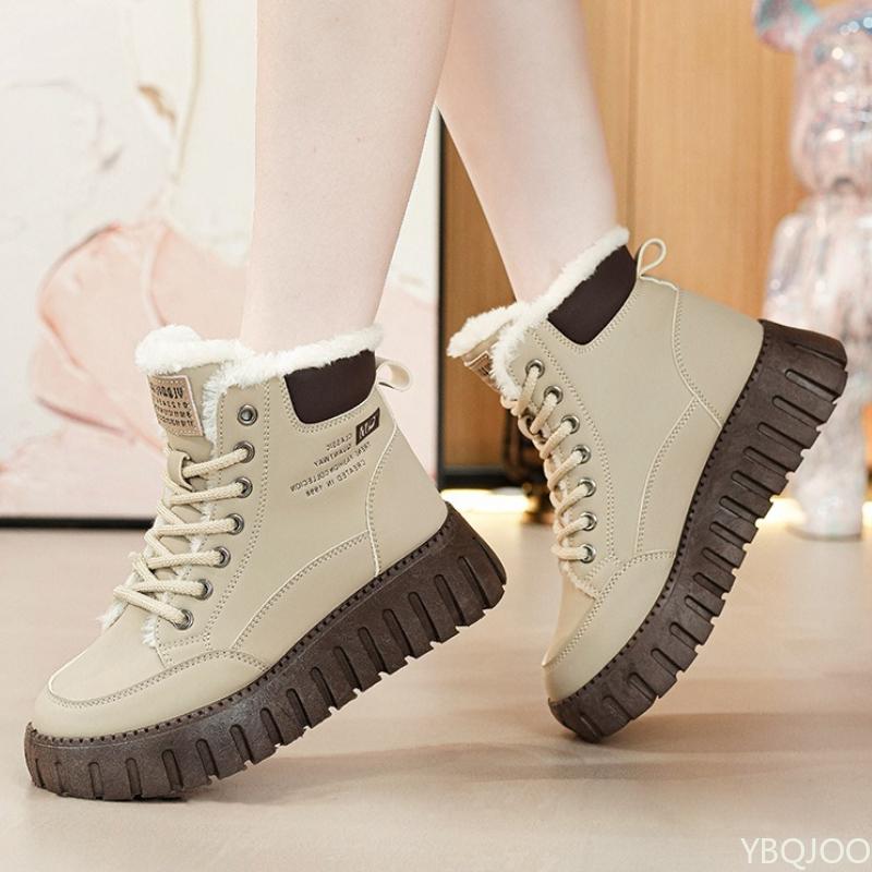 High-top Shoes Women's  Winter New Velvet Warm Versatile Student Large Cotton Shoes Muffin Casual Shoes Tide KT2509