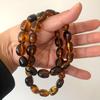 Unisex Raw Blood Amber Stone Necklace, Single-Strand Design