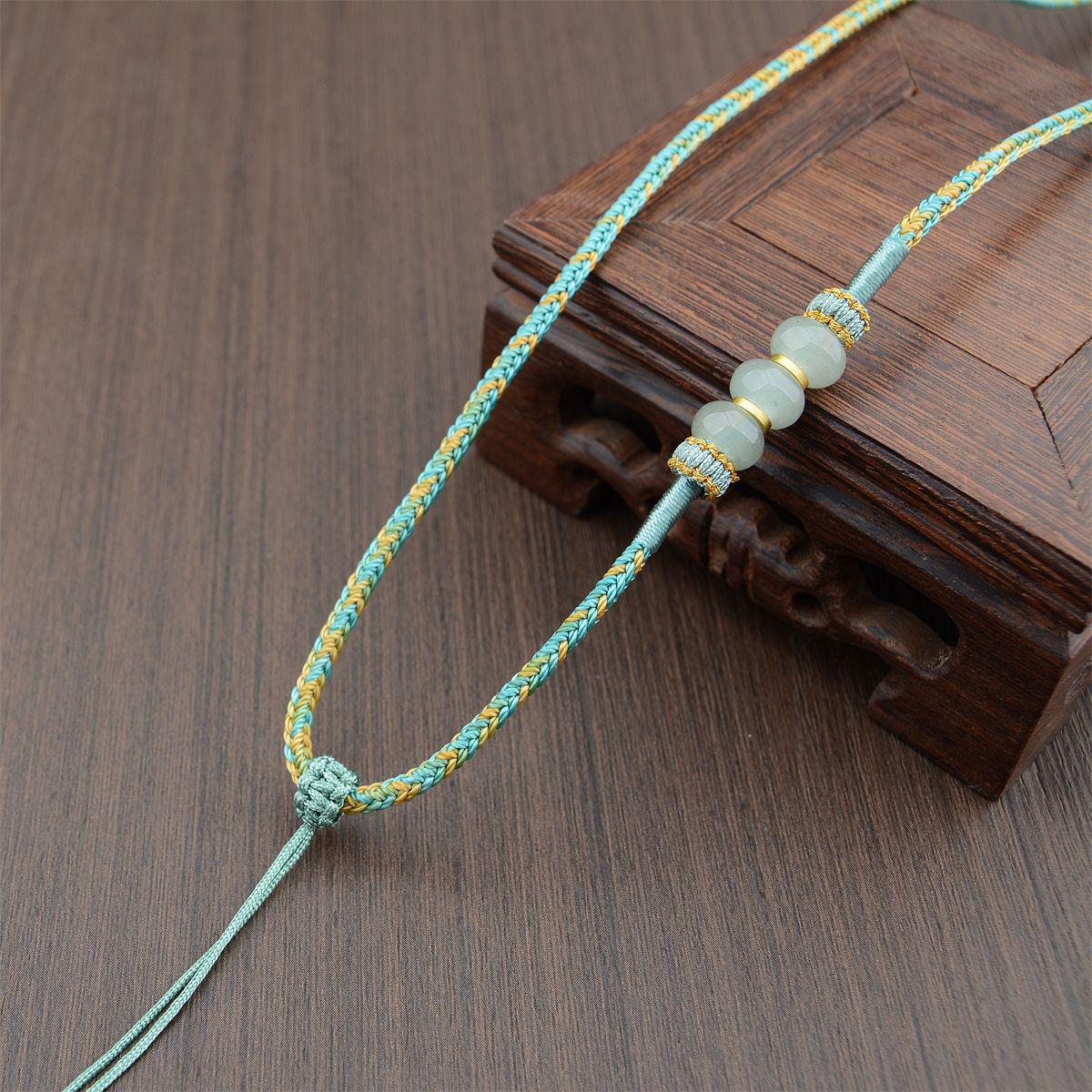 Handwoven Dongling Jade Pendant Lanyard: Thousand Li of Mountains and Rivers Outdoor Sports Necklace