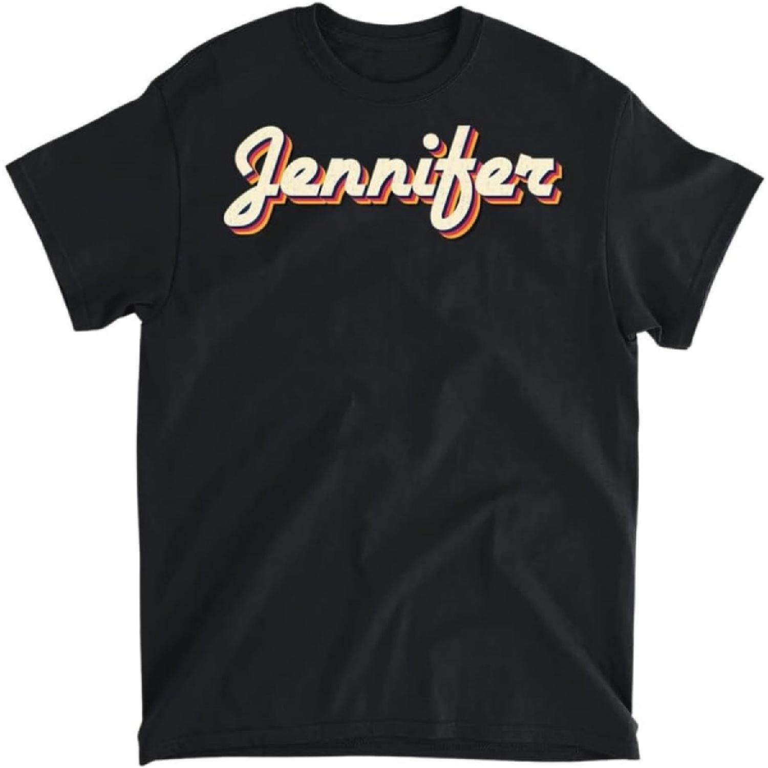 Идея Подарка Дженнифер Ретро Имя Винтажная Футболка, Майка, Лонгслив, Свитшот, Худи Дженнифер Мужчины Женщины Дети Сделано в Канаде Черный S