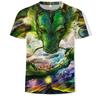 Men's T-shirt with Divine Animal Pattern 3D Digital Printing Round Neck Short Sleeved Fashionable Top