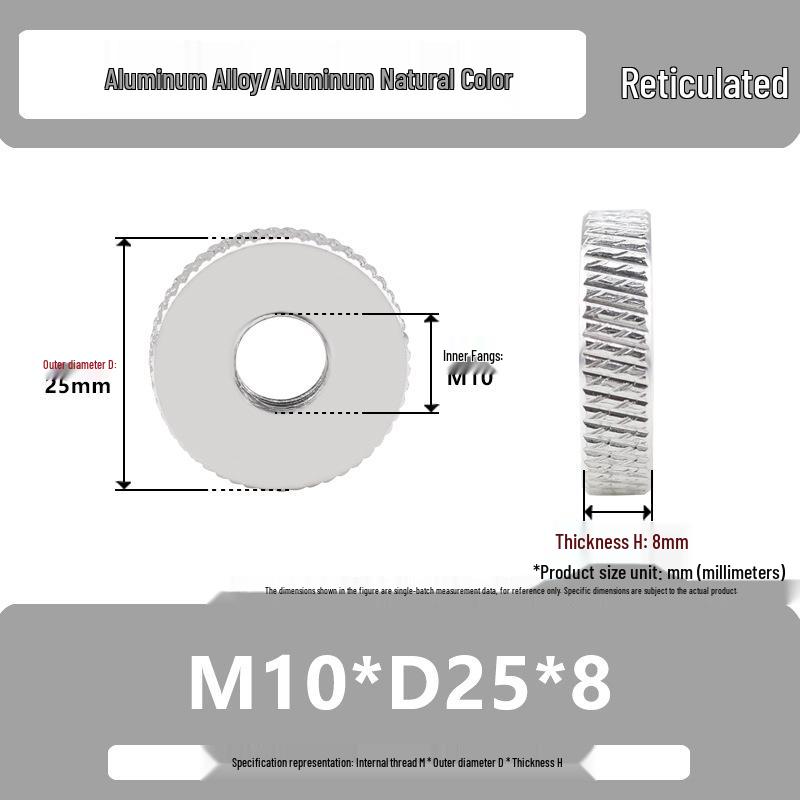 Aluminum Alloy Hand-Tightened Knurled Nut Adjustment Lock Gauge M3-M8