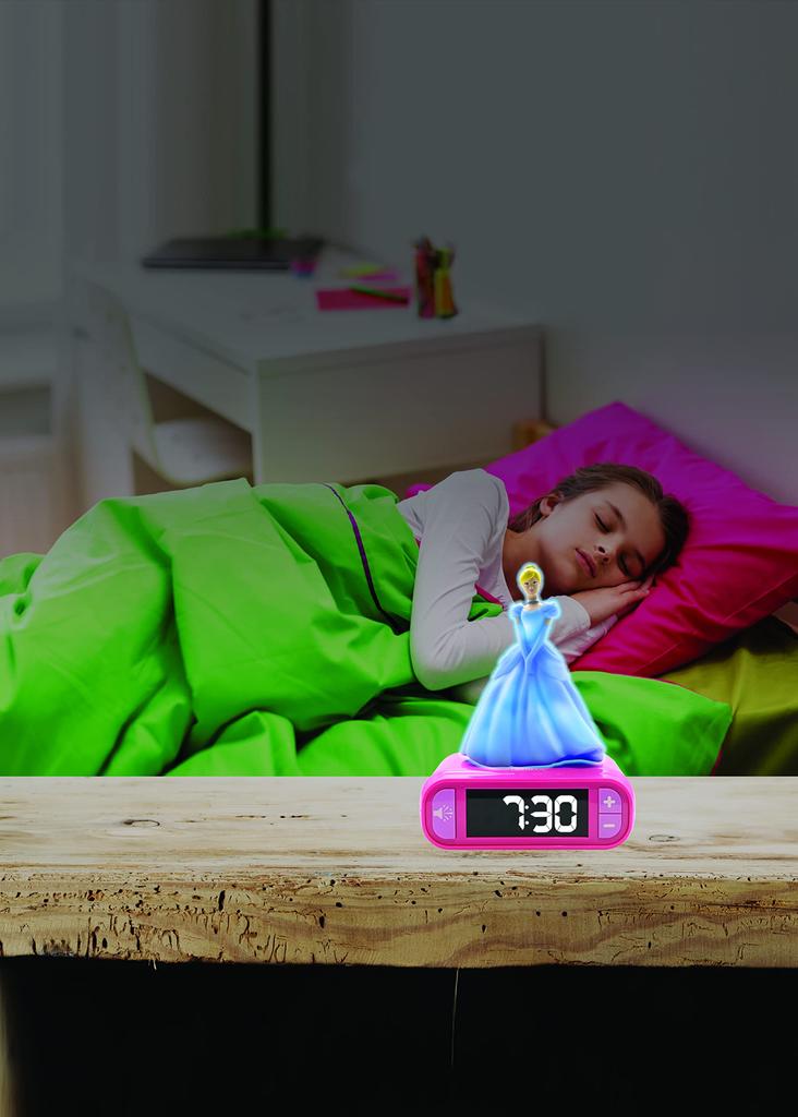 Lexibook Night Light Alarm Clock, Disney Princess Cinderella Digital Clock, Table Clock, RL800DP, Authentic