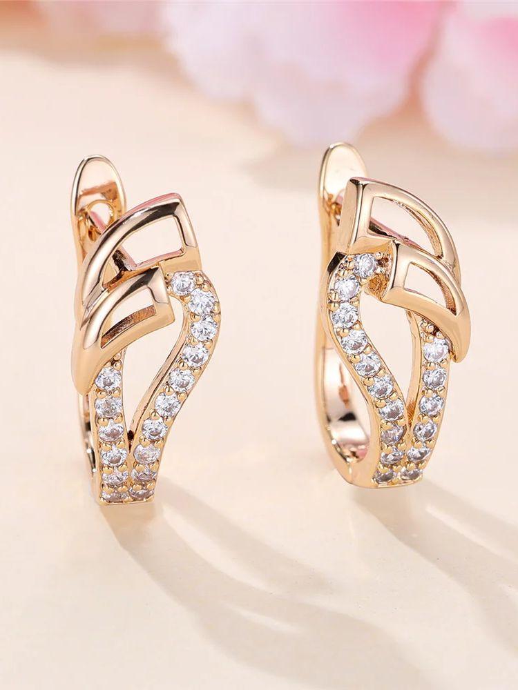 Модные белые кристальные циркониевые серьги-кольца для женщин, винтажные, золотого цвета, для свадьбы