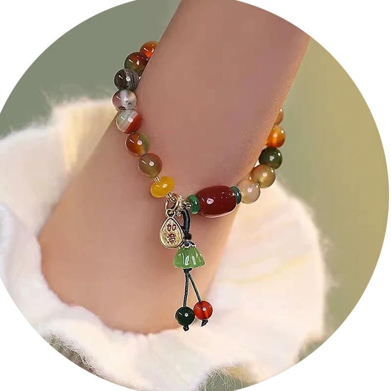 Color Light Luxury Temperament Bracelet Chinese Lotus Seed Ruyi Pendant Bracelet National Trend With Retro Boudoir Bracelet Jewe