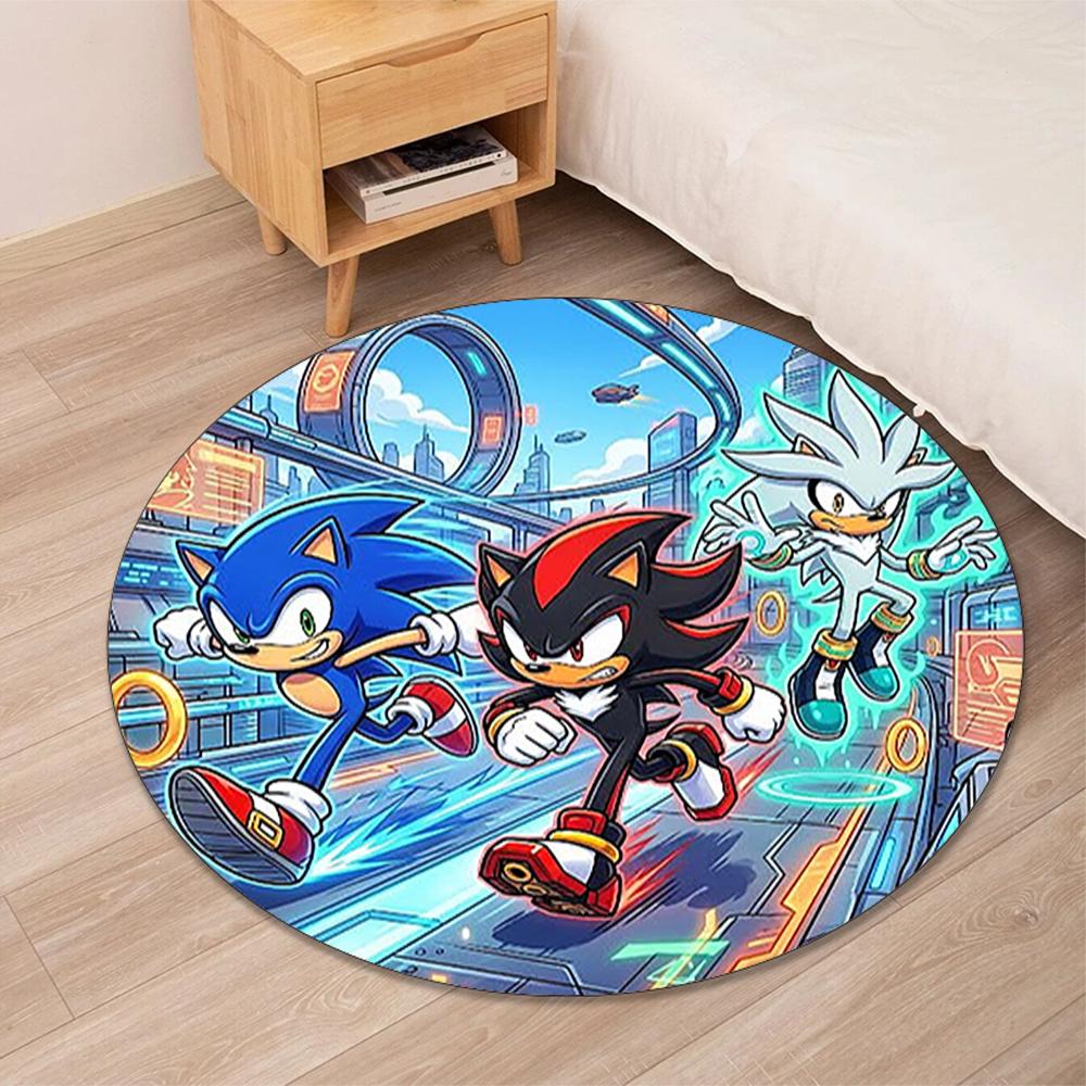 Runder Sonic-Teppich Teppich Stuhlteppich Bereichsteppich Eingang Fußmatten, für Bürostuhl Wohnzimmer Schlafzimmer Küche.