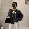 Lace Bow Round Neck Sweater Jacket for Women Autumn and Winter Loose Knitted Cardigan