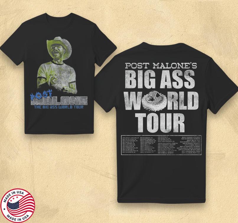 Post Malone – Big Ass World Event Official Limited Edition Merch Tee Unisex T-Shirt XL