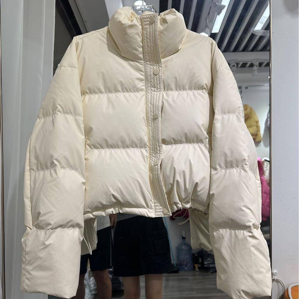 White duck down casual versatile new PU leather noodle down jacket for women, comfortable and warm, petite size oversized jacket for cold protection