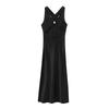 Jnleaog Autumn New Women's Clothing Fashion French Style Design Easiest for Match Silk Satin Texture Midi Skirt Dress