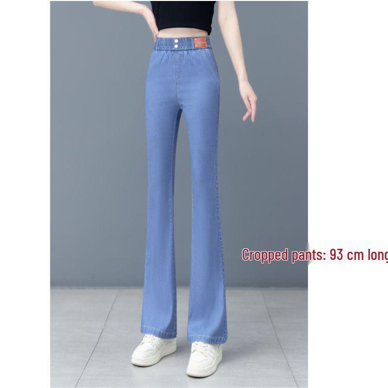 

Women s Summer Lyocell Tencel High-Waisted Micro-Flare Jeans - Slimming, Elastic, Bell Bottom, Nine-Tenth Length, 2026 Style Size 26 (70-85 lbs)