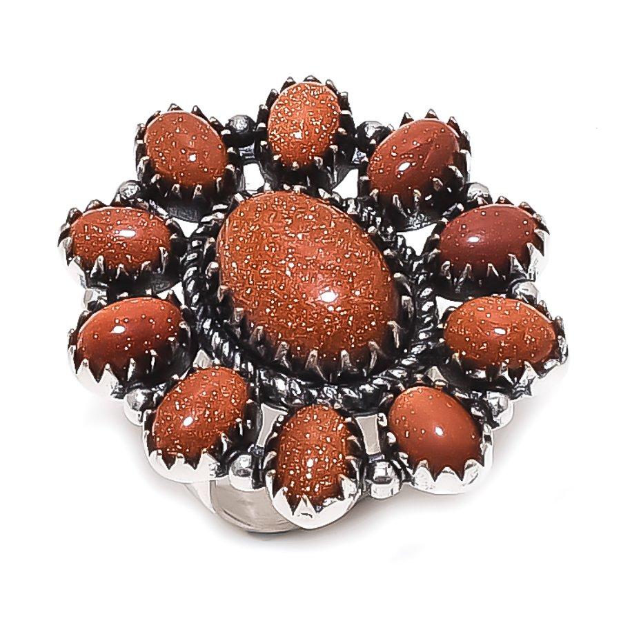 Natural Red Sunstone Gemstone 925 Sterling Silver Jewelry Ring Size 6.5 T9E82