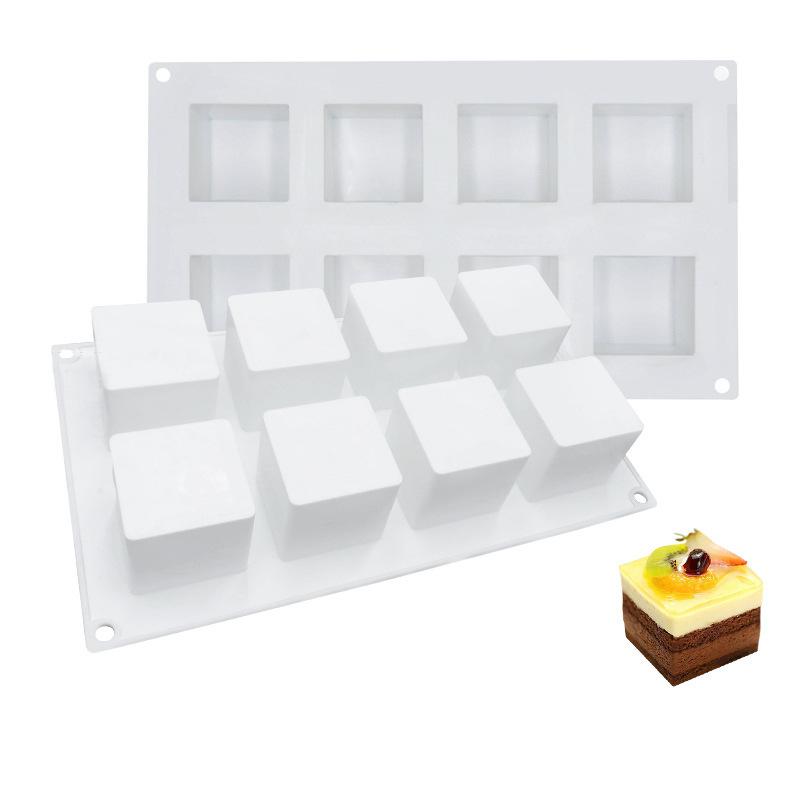 

1 Pc 8 Square Silicone Mold, Three-dimensional Rubik s Cube Mousse Dessert Pudding Mold, Jelly Ice Cube Mold, Candle Mold белый