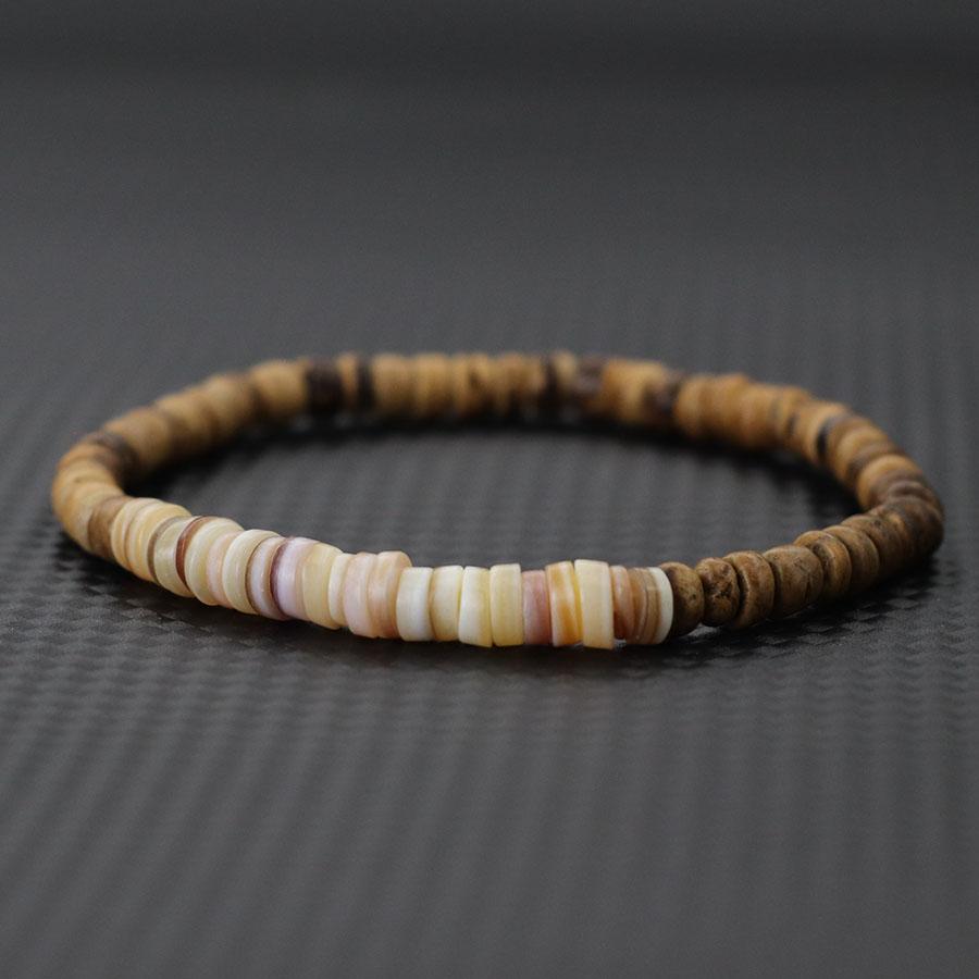 

Handmade Coconut Bead Bracelet For Men Natural Meditation Jewelry Accessories Grade A Shell Braclet Beach Surfing Cycling Joias 19.5cm 7.7Inches