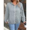 Women S Waffle Knit Hooded Zip Up Long Sleeve Casual Jacket