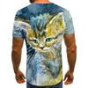 Spring Summer Men's Women's Printed T-shirt Watercolor Cat Art 3D T-shirt Large Size Shirts