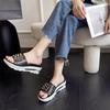 Fashion 2025 Summer Fashion Punk Style Rivet Design Word Slippers New Women's Leisure Wedge Multi-color Plus Size Beach Slippers