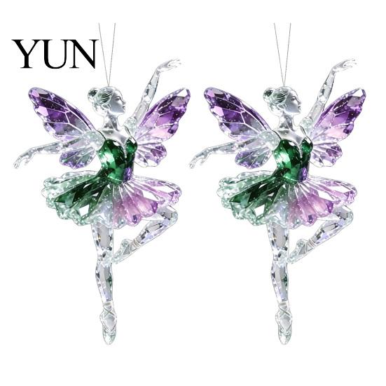 Cute Hanging Accessories 2Pcs Glitter Ballet Girl Keychain, 2D Acrylic Pendant for Bag Backpack, Sparkling Fence Branch Decorations Dancer Car