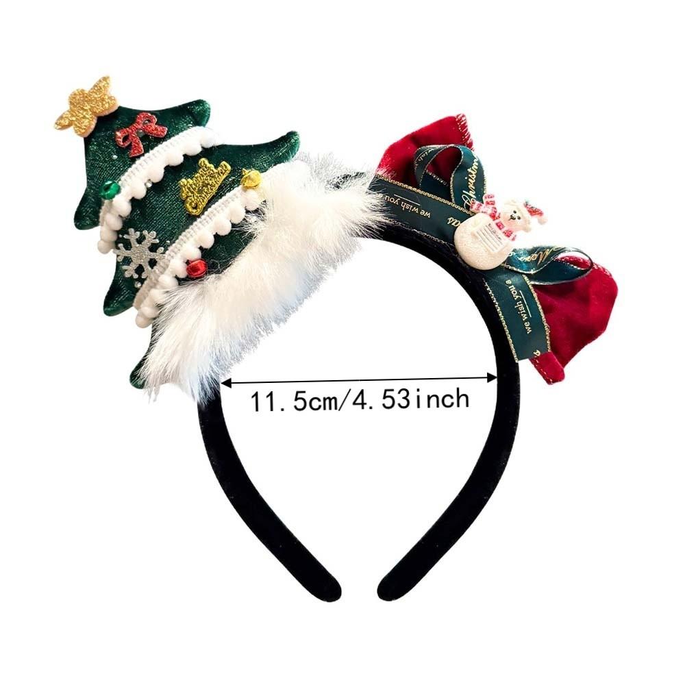 Shiny Sequin Christmas Headband Bright Red Forest Green Xmas Tree Headpiece Plush Decor Elastic Band Santa Hat Hairband