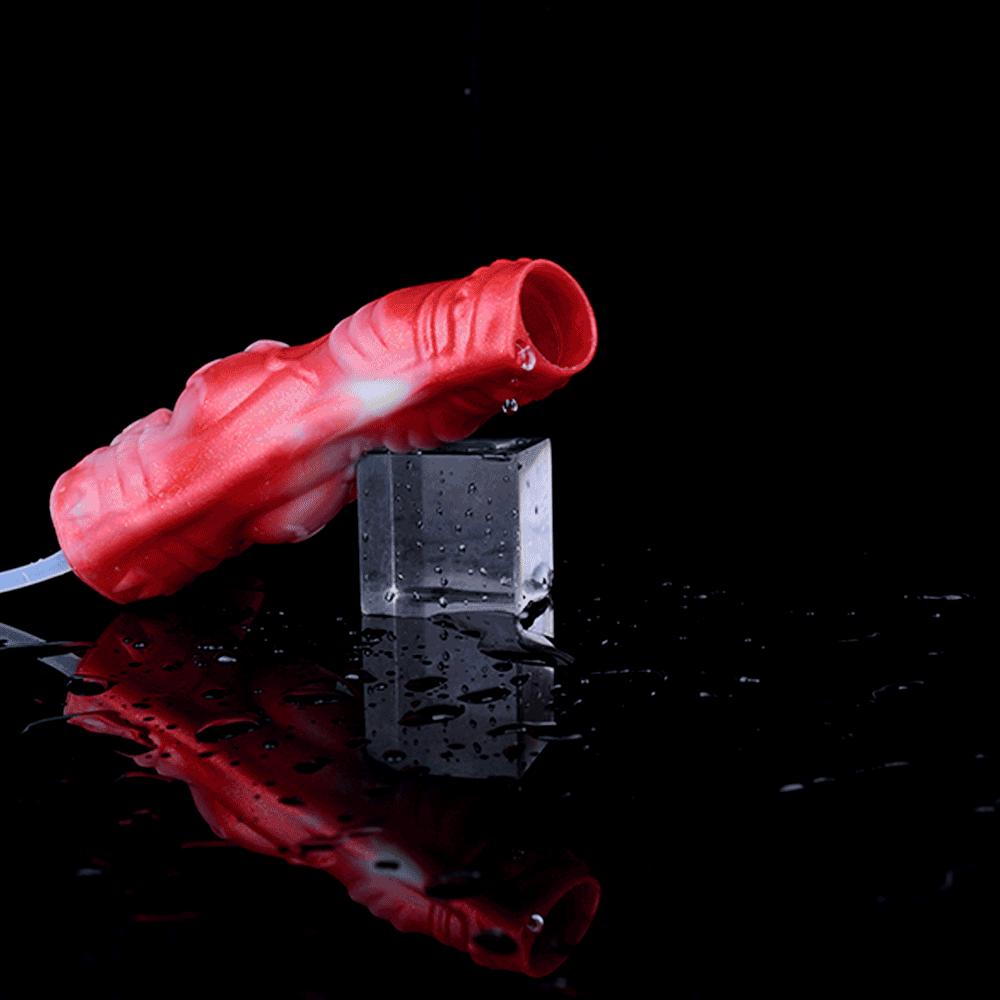 Aida Silicone Textured Red Squirting  Sleeve  Extenders & Enlargers