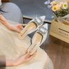 Summer New Women Shoes Rhinestone Slipper Fashion Outdoor Pointed Toe Casual Sandals Girl Heels Mules Shoes
