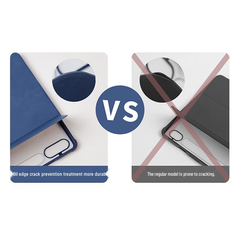 Samsung Galaxy Tab S9 Plus Leather Case, Non-Magnetic Tri-Fold Protective Stand Cover