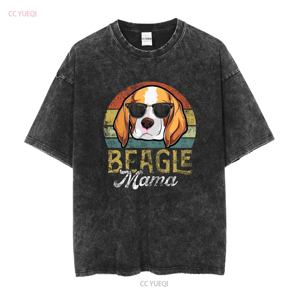 Retro Beagle Mama T Shirt Women Mothers Day Dog Mom S 3XL long sleeves vintage Washed Versatile Stretched Comfortable Casual