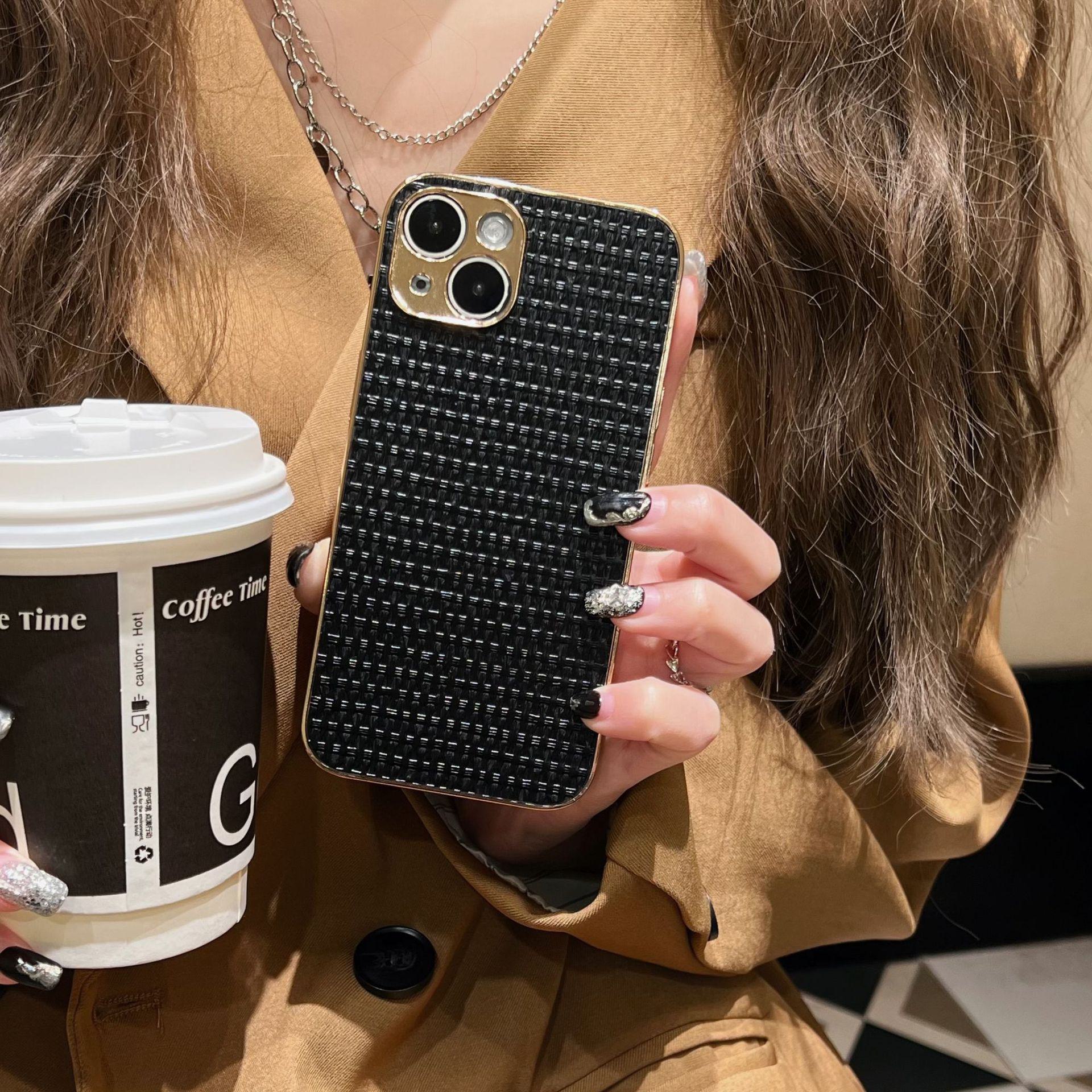 

Стильный чехол с тканым узором для iPhone 15 Pro Max и Huawei Mate 60 Samsung S24 Plus