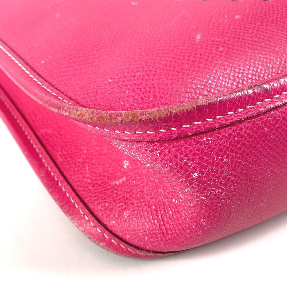 HERMES H punching logo Evelyne 1 PM Crossbody Shoulder Bag Epsom Rose Tyrian