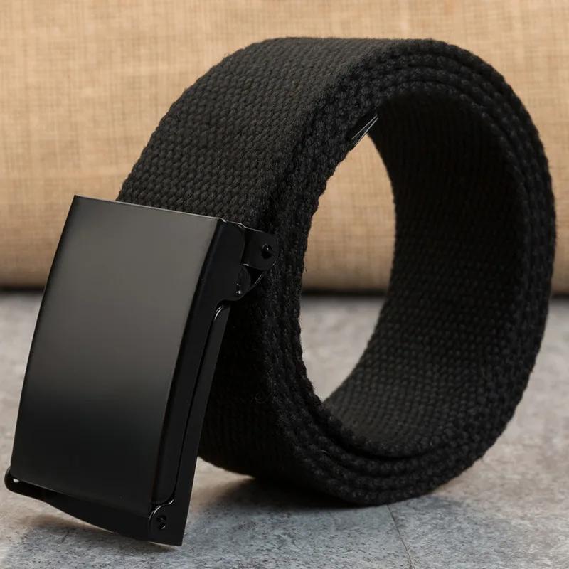 Además LARGO Talla Grande 160 150 140 130 120 110 Cm Cinturones de Lona Hombres Hebilla Automática Negra Unisex Mujeres Talla Grande Cinturones para Jeans