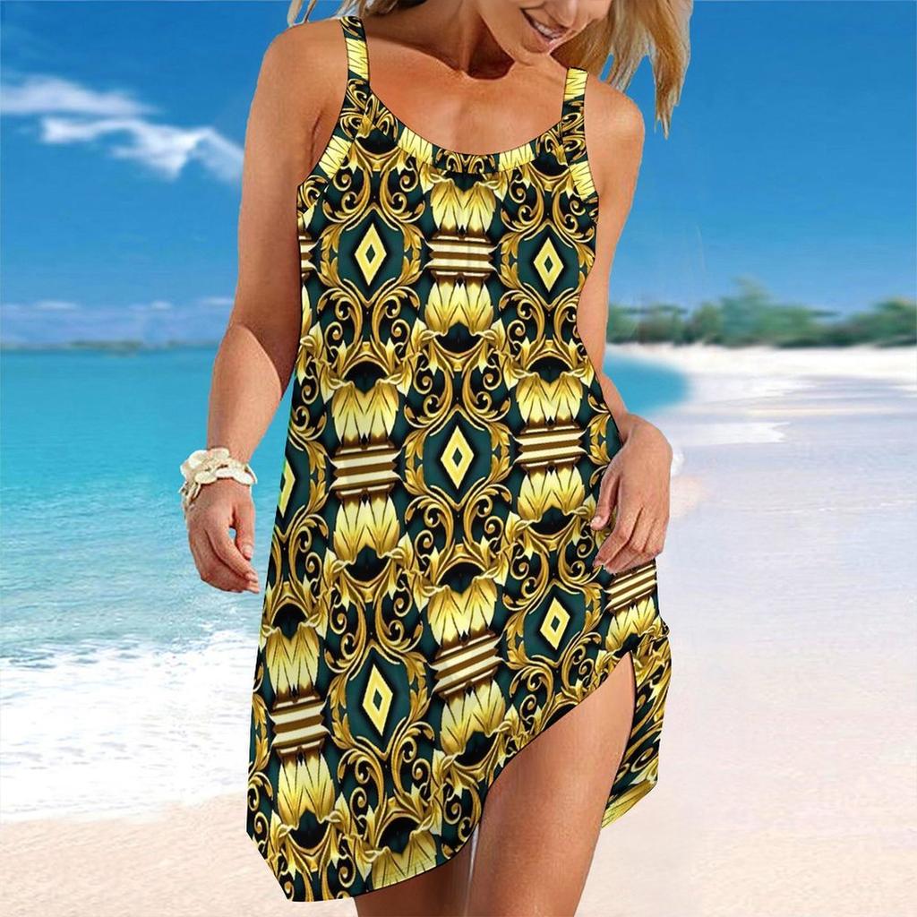 Women's Beach Dress Mini Dress Print Casual Modern Dress Sleeveless Loose Fit Outdoor Daily Summer