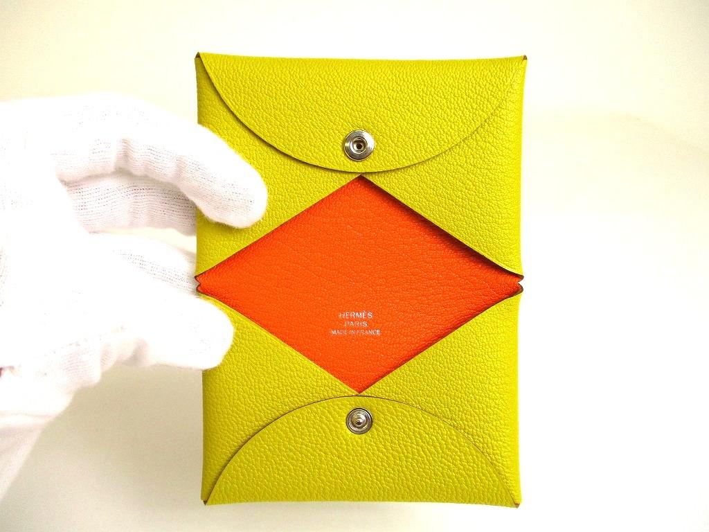 Authentic HERMES CUMIN Chevre Myzore Card Case Card Holder Calvi Verso #a892  Refurbished