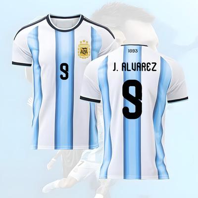 2026 World Cup Argentina Home Jersey Football Team Number 9 J.ALUAREZ Unisex Fan Tee Quick Drying Breathable Football Jersey Women Men Fashion New Tee