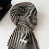 Classic Black and White Color Item Japanese Female Protagonist Versatile Striped Knitted Scarf Couple Parent and Child  Fashionable Warm Scarf