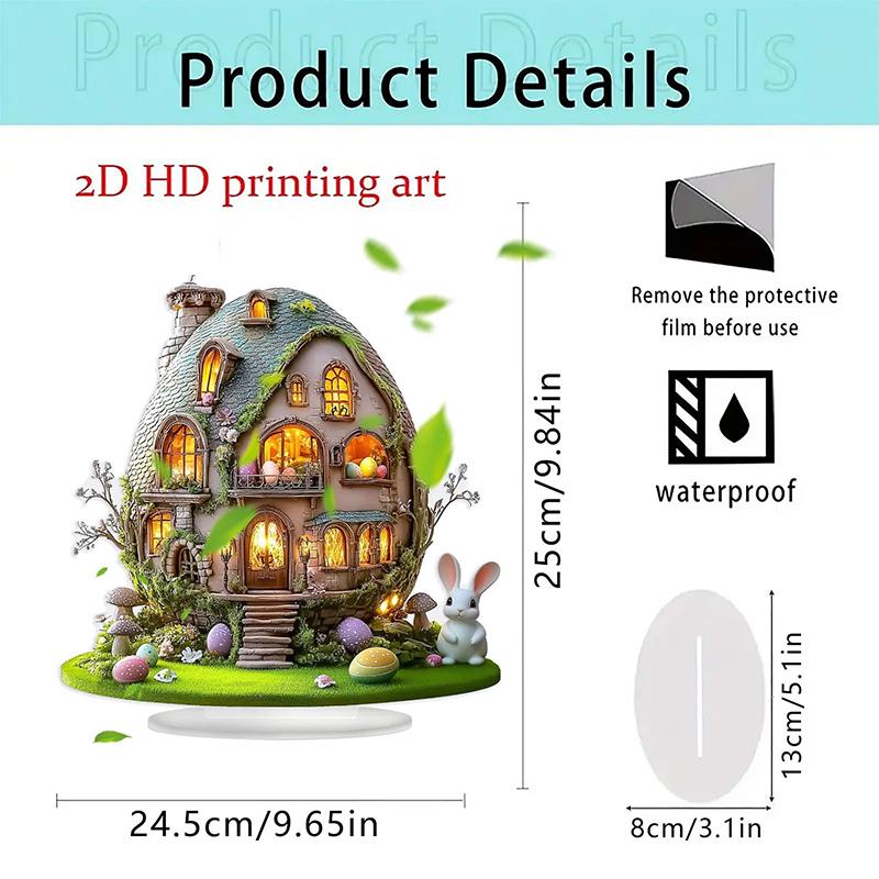 Bohemian Style 2D Acrylic Cute Easter Egg Rabbit Village DIY Decoration Festival Decor Desktop Ornament Easter Gifts For Bedroom