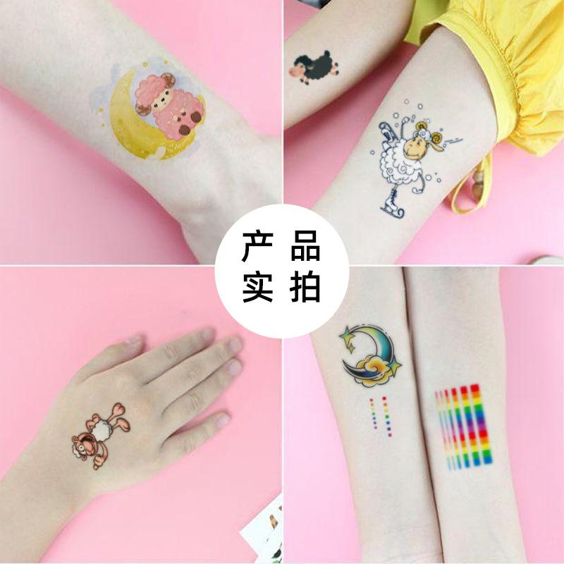 Cartoon Tattoo Sticker Waterdicht Regenboogkleur Persoonlijkheid Schattige Tattoo Sticker Kinderen Tijdelijke Tattoo