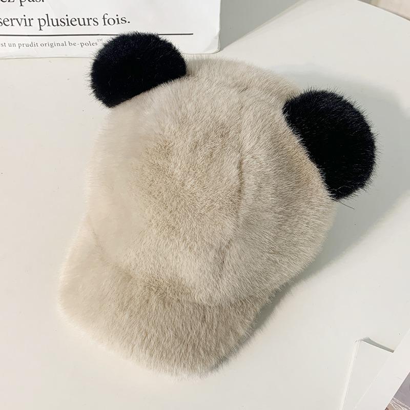 

1 шт. бейсболка с медвежьими ушками для женщин, милая плюшевая теплая регулируемая шапка на голову, подходит для повседневной носки, Рождества, путешествий, праздников One Size бежевый