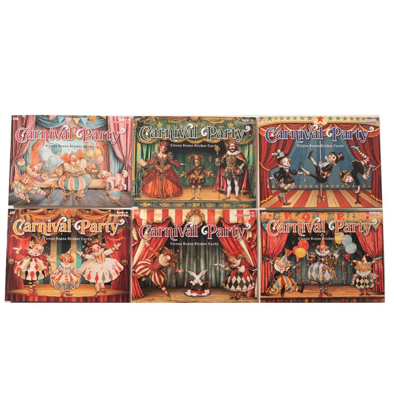 Carnival Circus Scenery Sticker Pack: 15 Sheets, 6 Styles