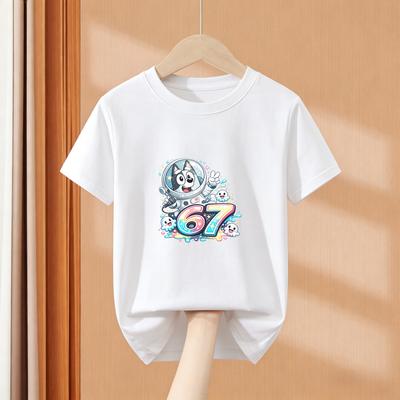 Bluey Funny Six Seven Italian Brainrot 67 Kids T Shirt Loose Comfortable Short Sleeve Graphic Print Top for Boy and Girl
