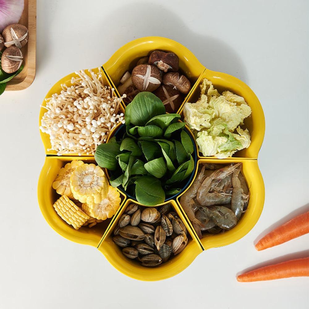 Divided Snack Serving Tray 7/9 Grid Kitchen Drain Basin Food Preparation Plate  Fruit